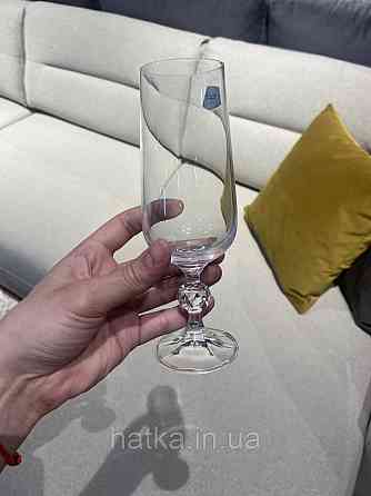 Набір келихів для шампанського 6 шт BOHEMIA "Claudia" 180 мл прозоре скло з гарною ніжкою Київ