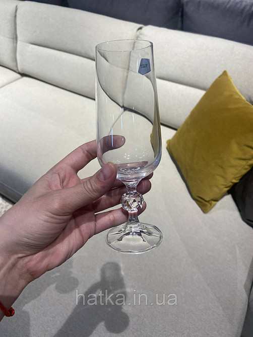 Набір келихів для шампанського 6 шт BOHEMIA "Claudia" 180 мл прозоре скло з гарною ніжкою Київ - фото 2