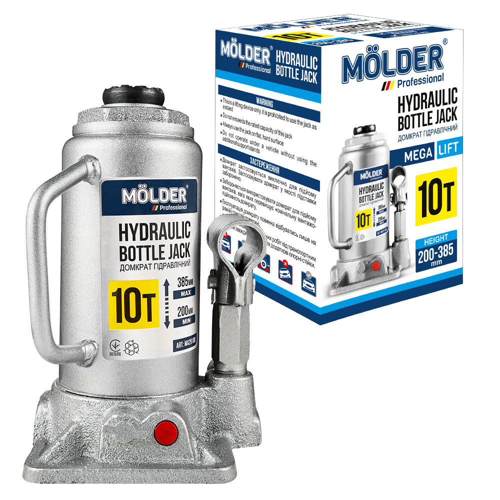 Домкрат гідравлічний пляшковий Molder 10т 200-385мм Львів - фото 2