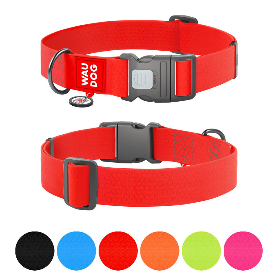 Ошейник для собак водостойкий WAUDOG Waterproof с QR паспортом, пластиковый фастекс, XXL, Ш 40 мм, Дл 46-70 см, красный Киев - изображение 1