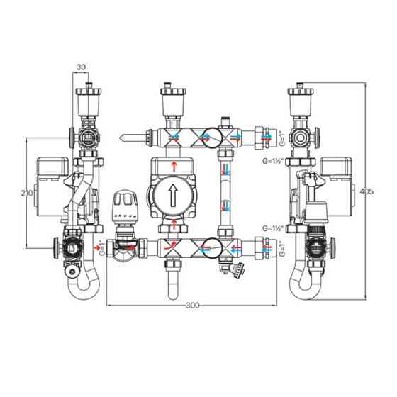 Змішувальний вузол Koer KR.S1021 (з байпасом) 1 "НР SUS304 (KR2955) Київ