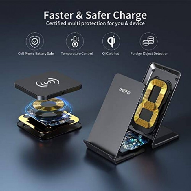 Беспроводная зарядка CHOETECH 2-в-1, подставка коврик 10W Qi для iPhone Samsung AirPods комплект с 2 Киев - изображение 3