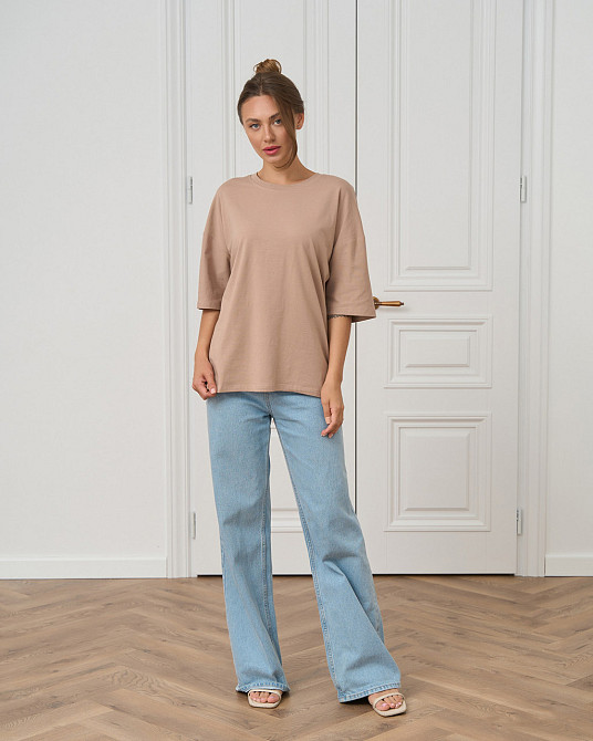 Футболка жіноча оверсайз кругла горло Nicoletta — Бежева XL Київ - фото 5