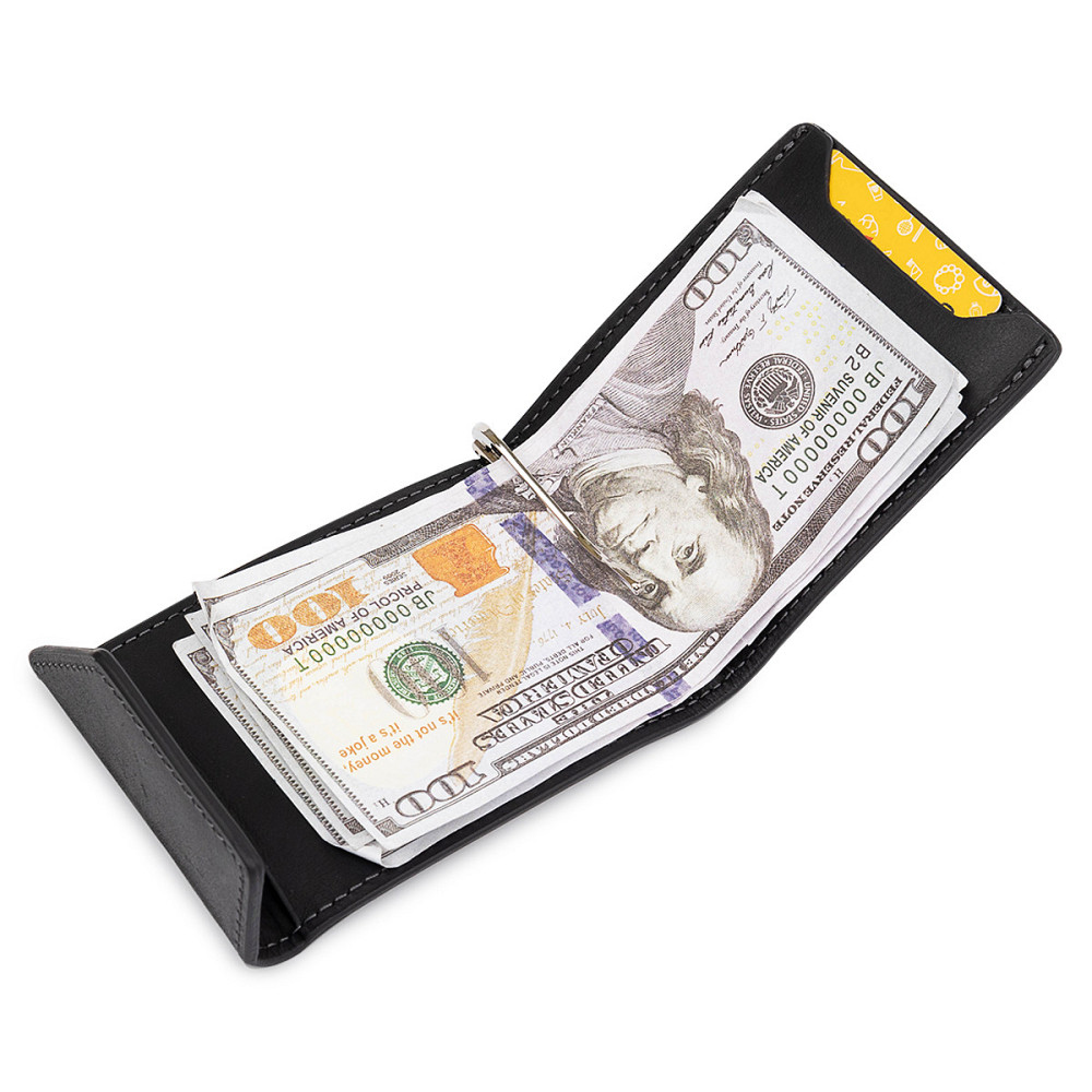 Чоловічий практичний затиск для грошей GRANDE PELLE 11404 Чорний Київ - фото 7