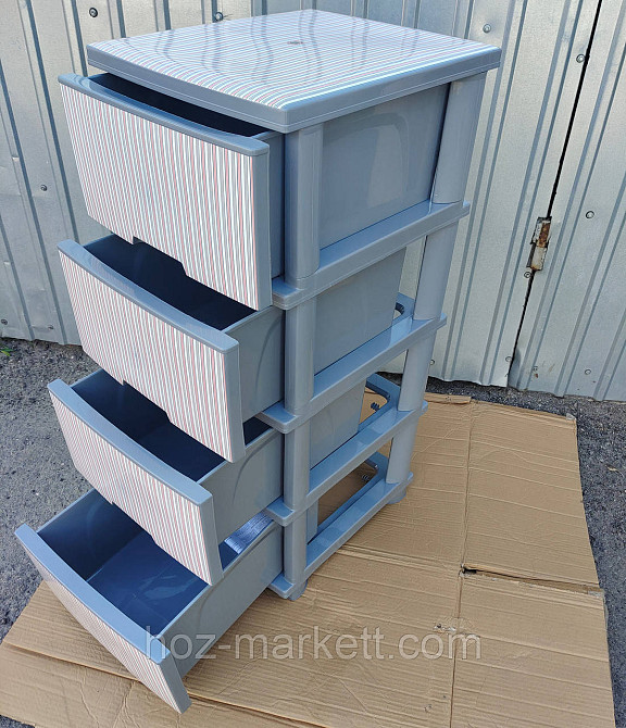 Пластиковый серый комод Смужки розовые Харьков - изображение 8