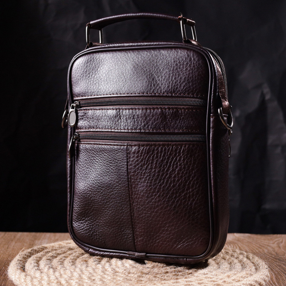Якісний чоловічий месенджер з натуральної шкіри Vintage 21304 Коричневий Київ - фото 10