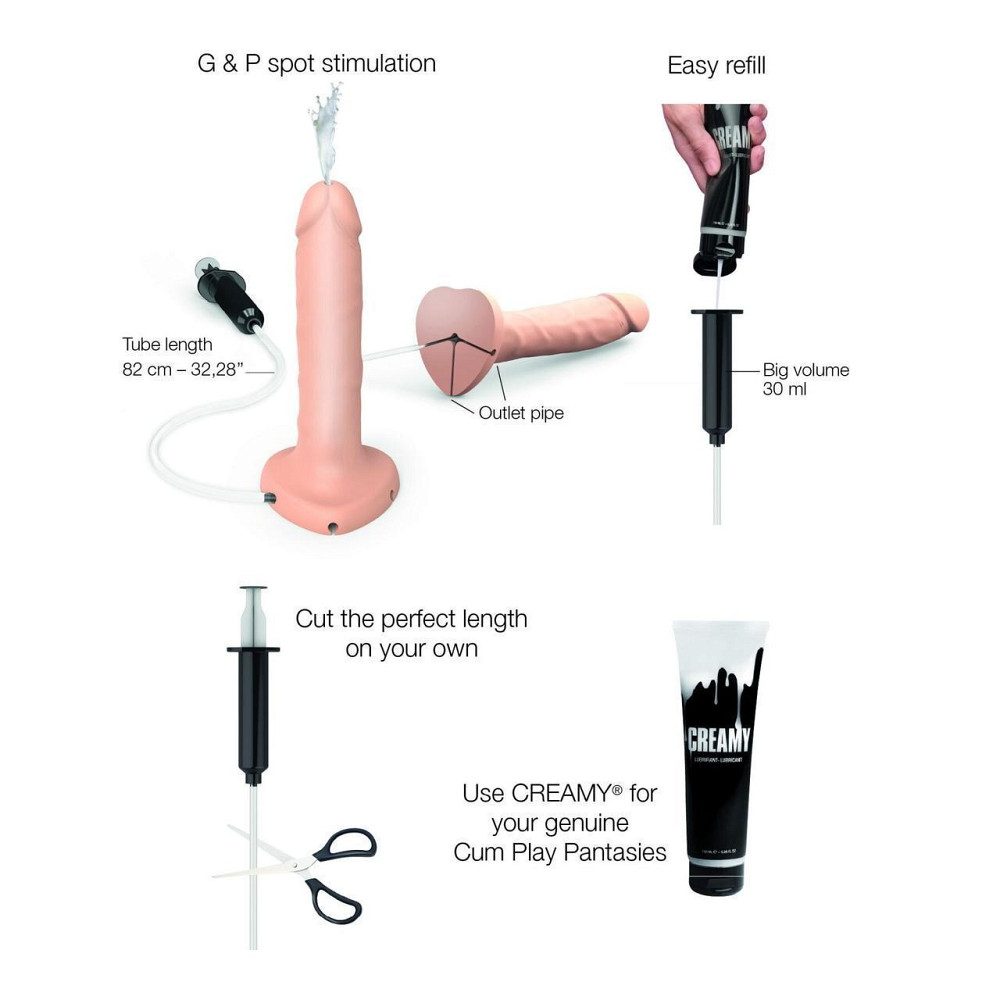 Фалоімітатор, що кінчає Strap-On-Me Squirting Cum Dildo Realistic Vanilla, діам. 3,5 см, силікон Sex Aura Київ - фото 3