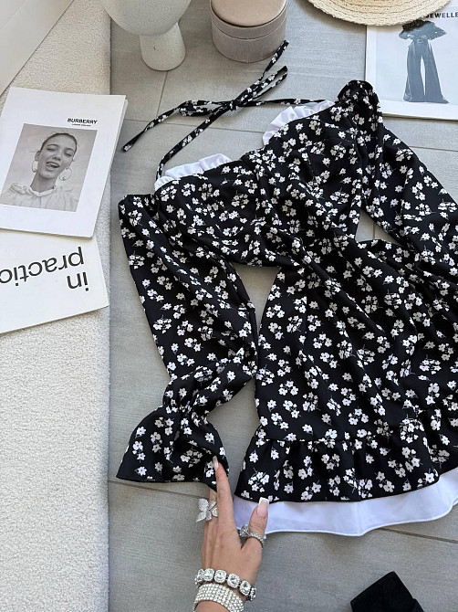 Женское стильное мини-платье  штапель, софт Черный, 44/46 Одесса - изображение 4