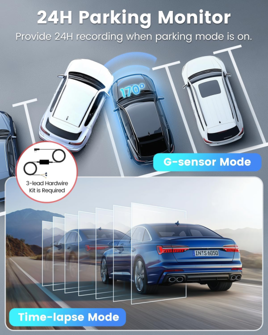 Автомобильный видеорегистратор Penemay V31 4K+1080P, 2 камеры, Wi-Fi, 64 ГБ, G-Sensor, 24/7 Parking, экран 1.97 Киев - изображение 7