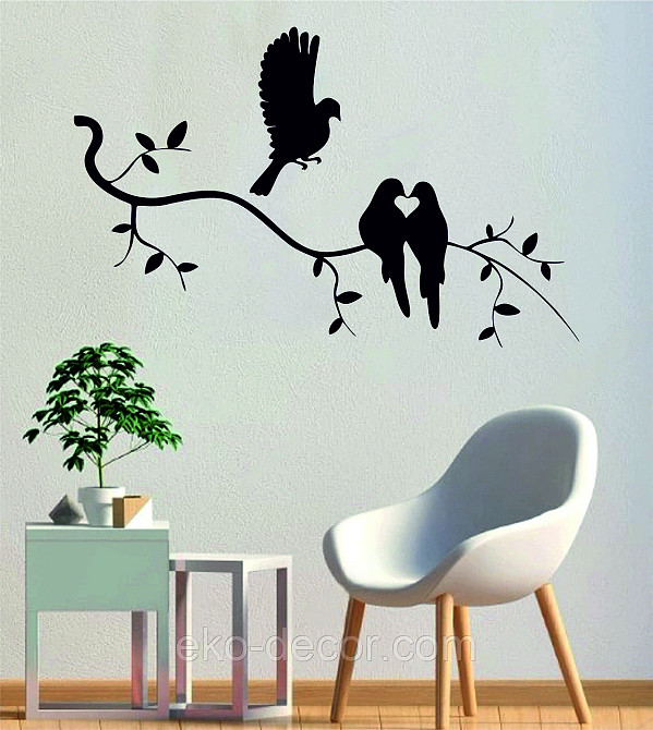 Декоративное настенное Панно «Птичка на ветке», Декор на стену 70*44 см, Черный Киев - изображение 2