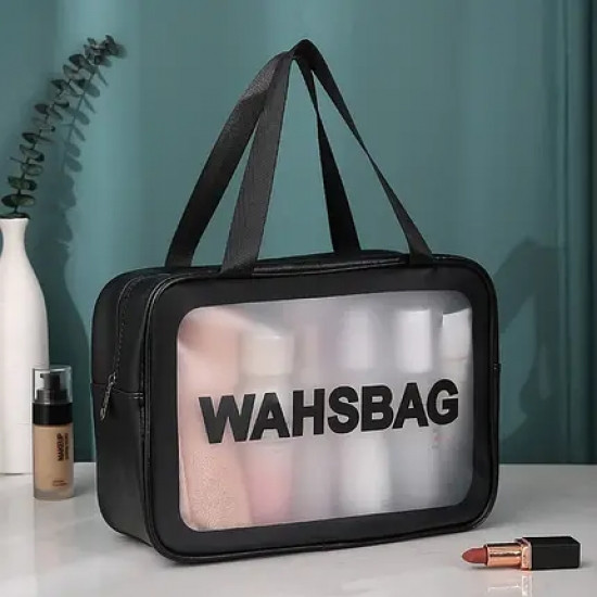 Прозрачная сумка-косметичка Washbag Big Black 30 см Винница - изображение 2