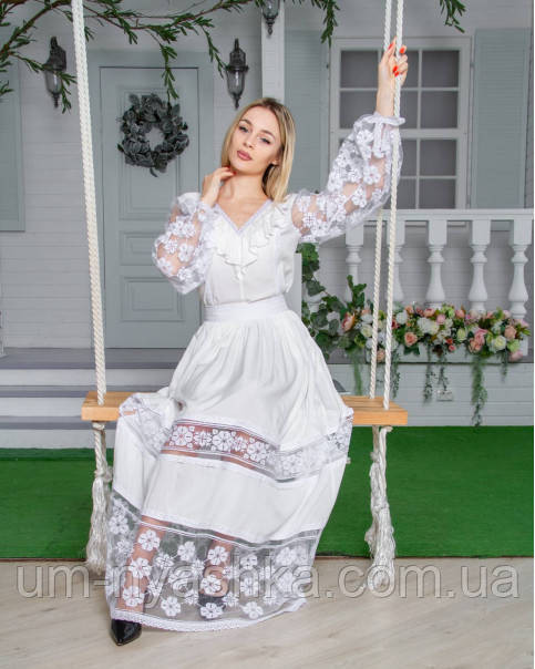 Жіночий костюм з білою вишивкою, вишиванка на вінчання Кривий Ріг - фото 1