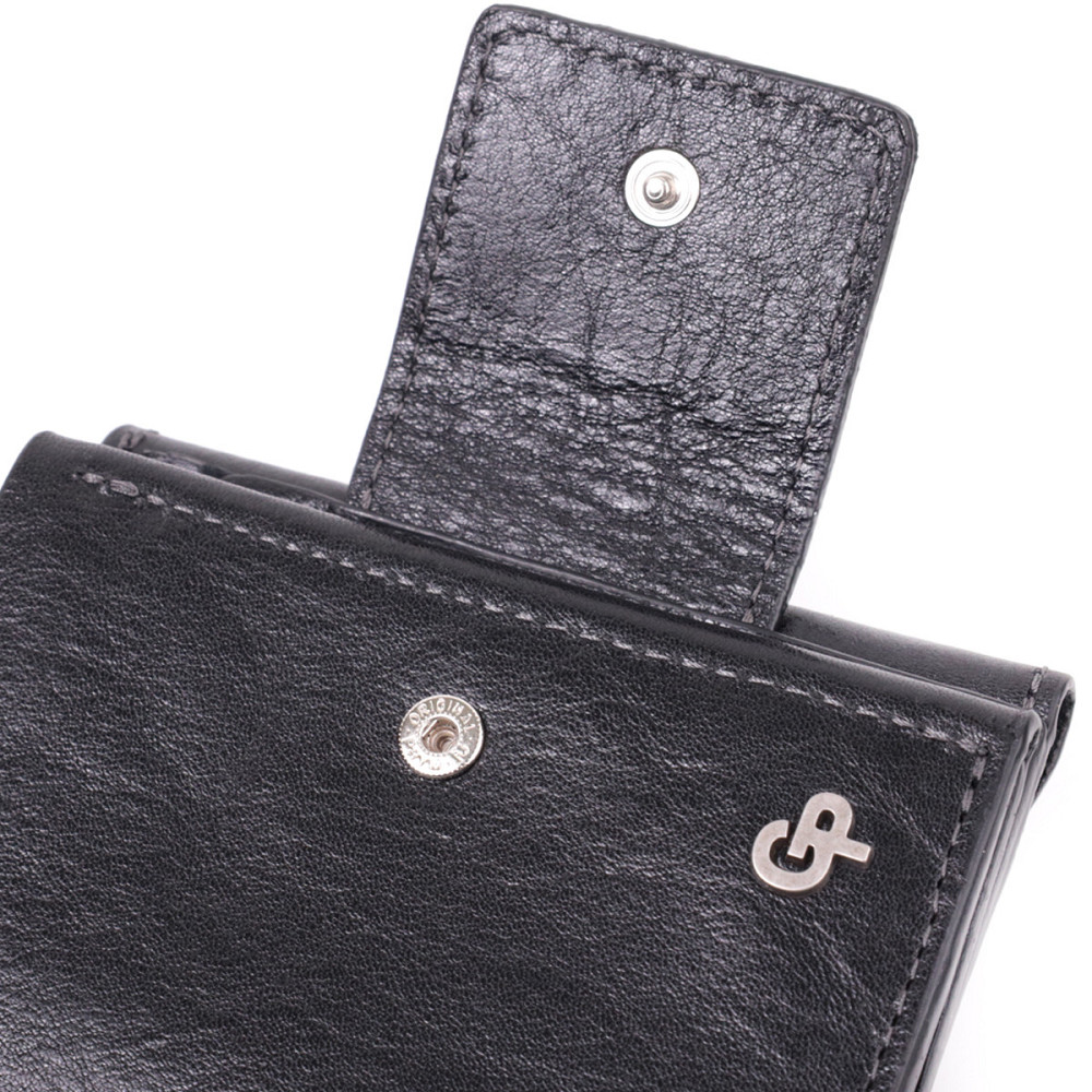 Шикарный кошелек с множеством отделений из люксовой натуральной кожи GRANDE PELLE 22573 Черный Киев - изображение 5