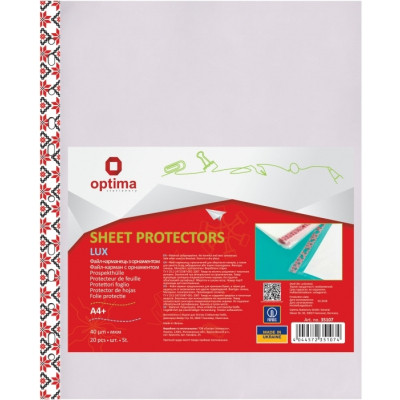 Файл Optima А4+ 40 мкм глянсових з кольоровим орнаментом, 20 штук (O35107) Вінниця - фото 1