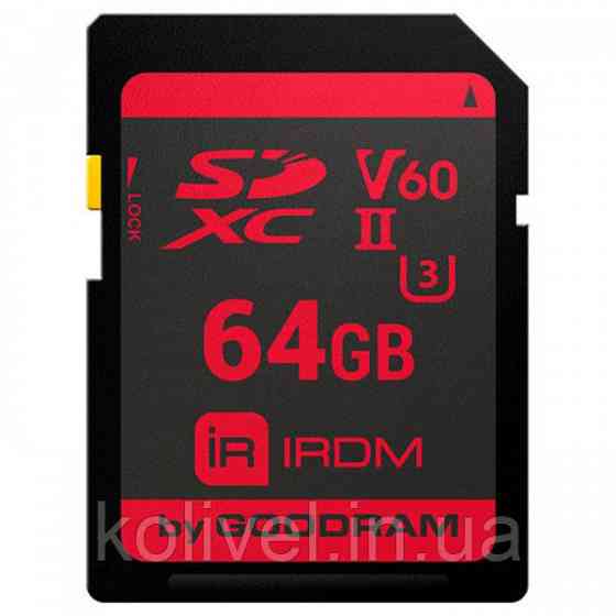 Memory card Secure Digital 64Gb GoodRAM IRDM SDXC V60 UHS-II U3 Retail (IR-S6B0-0640R11) Киев