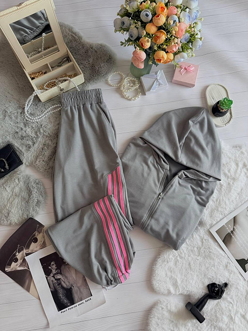 Жіночий стильний повсякденний костюм-двійка якісна двонитка Сірий, 46/48 Одеса - фото 3