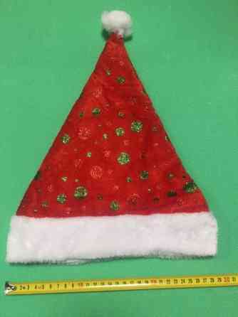 Новогодняя шапка в горошек с мехом для детей и взрослых - размер окружности около 56 см, текстиль Киев