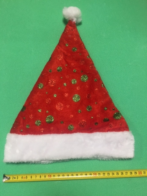 Новорічна шапка в горошок з мехом для дітей та дорослих, розмір по колу приблизно 56 см, текстиль Київ - фото 2