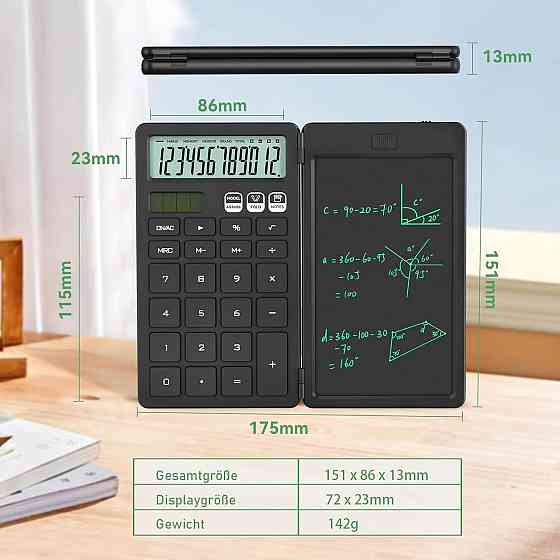 Калькулятор NEWYES 2-in-1 чорний 6.5" LCD великі кнопки великий екран портативний настільний solar/CR1220 Київ