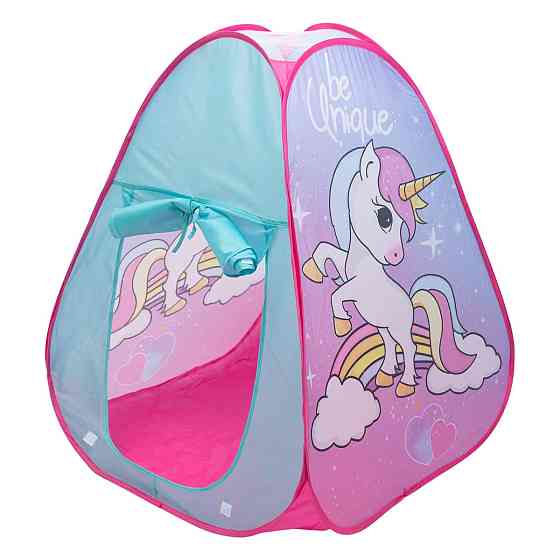 Намет дитячий 80×80×100 см ігровий намет для дівчаток вуличний з єдинорогом Рожевий HP-S-2ND Коломия