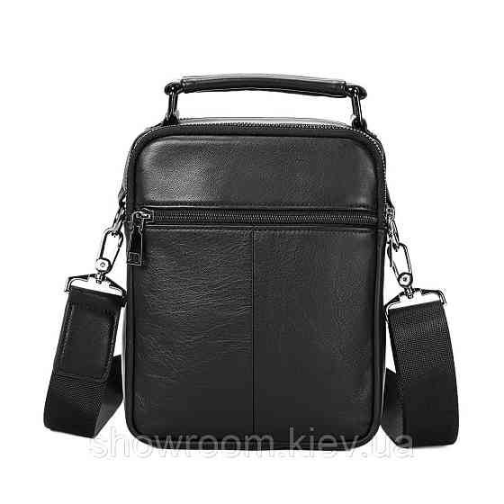 Кожаная мужская барсетка, сумка на плечо Leather Collection (6266) black Киев