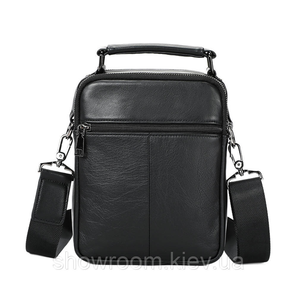 Кожаная мужская барсетка, сумка на плечо Leather Collection (6266) black Киев - изображение 2
