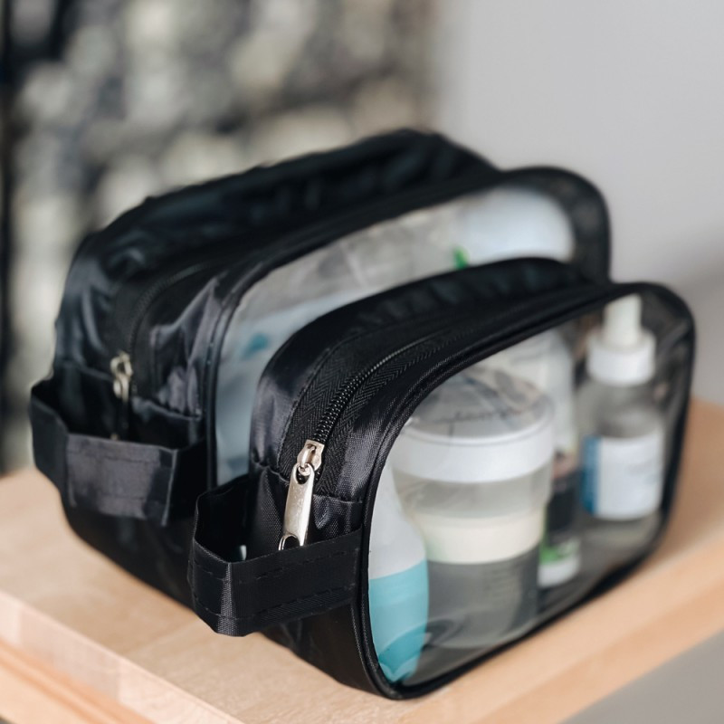 Набор прозрачных косметичек 2 шт (Черный) Сумы - изображение 2