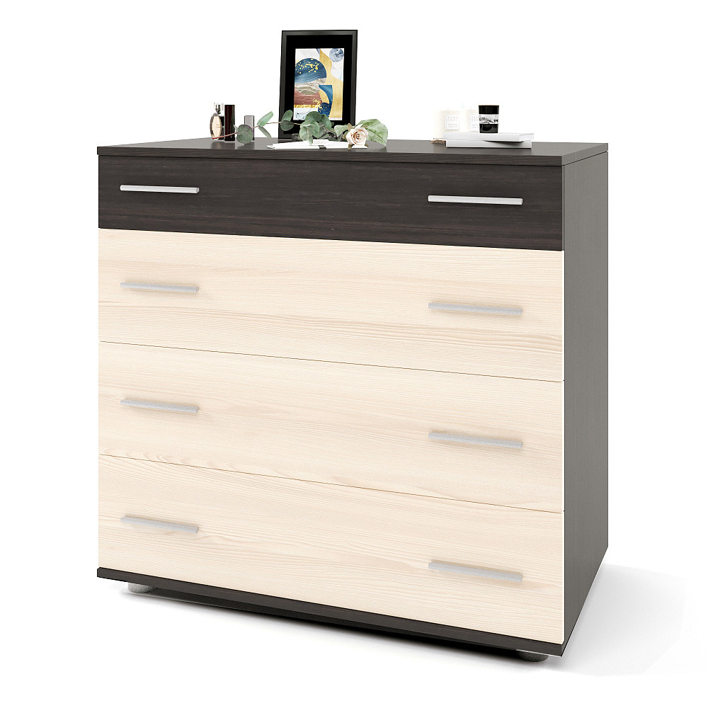 Маленький комод Эверест на 4 ящика К-1 80х45х73 венге темный + дуб молочный (телескопы) (DTM-2443) Львов - изображение 2