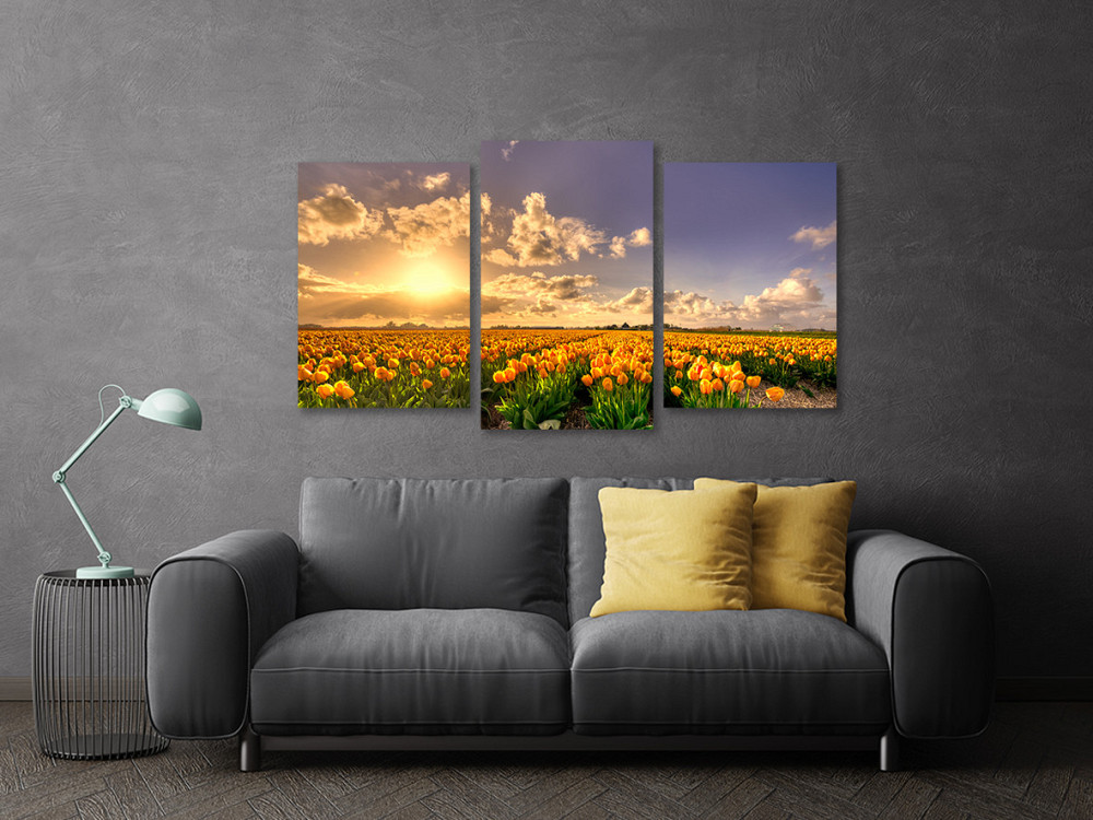 Модульная картина в гостиную / спальню Жовті тюльпани Art-572_3 70x130 см Киев - изображение 3