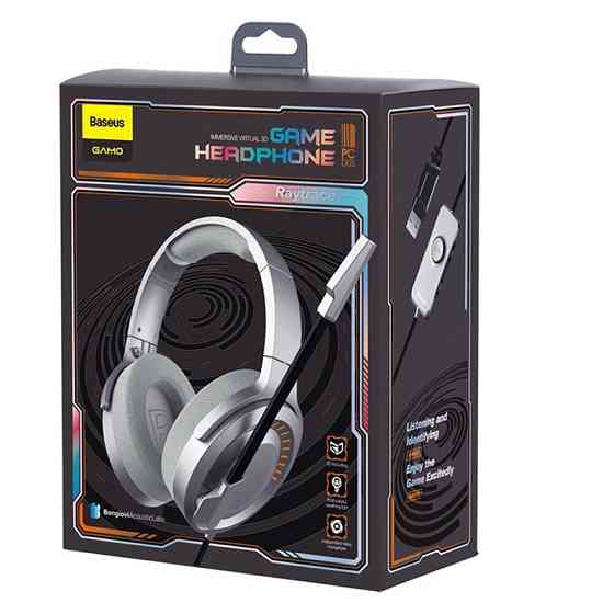 Игровые наушники BASEUS GAMO Immersive Virtual 3D Game headphone NGD05-0A (Серые) Николаев