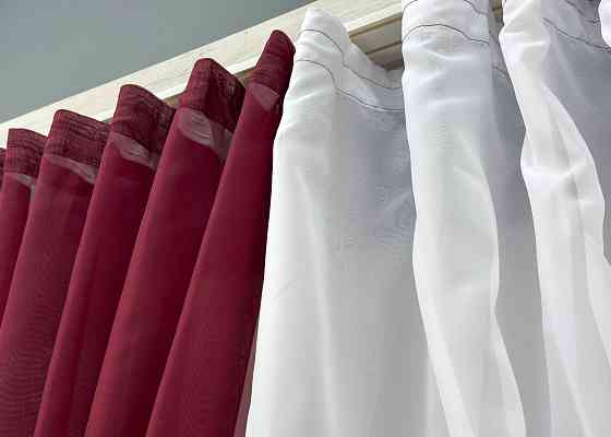 Кухонні шторки VR-Textil № 096к з підв'язками бордовий з білим 400х170 см (52-1219) Київ
