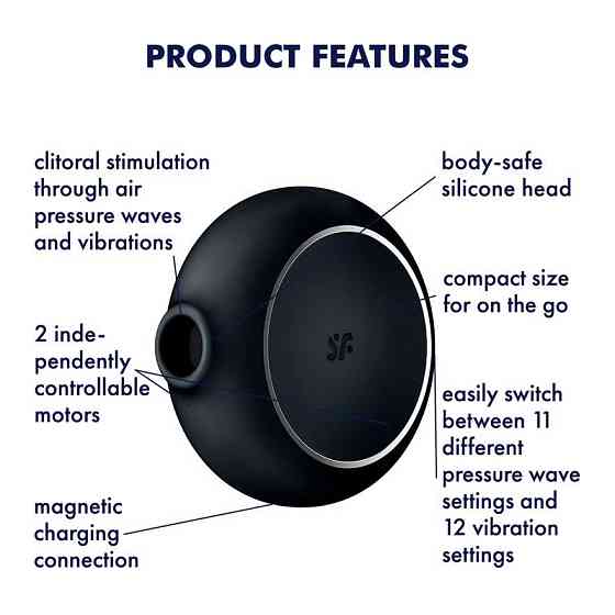 Вакуумный стимулятор Satisfyer Pro To Go 3 для клитора, с вибрацией, черный, 8.7 х 8.6 см Sex Aura Киев
