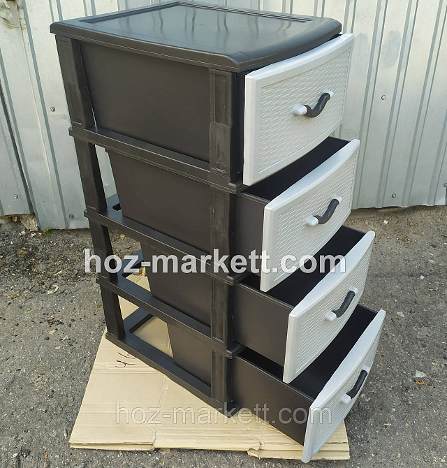 Тумбочка-комод пластиковий сірий на 4 ящики виробництво Україна Харків - фото 9