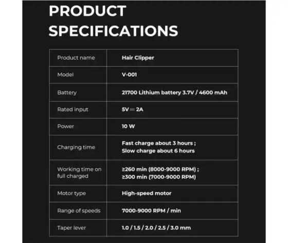 Машинка для стрижки VGR V-001 9000 об/мин с LED дисплеем и 10 насадками, аккумуляторная Одесса
