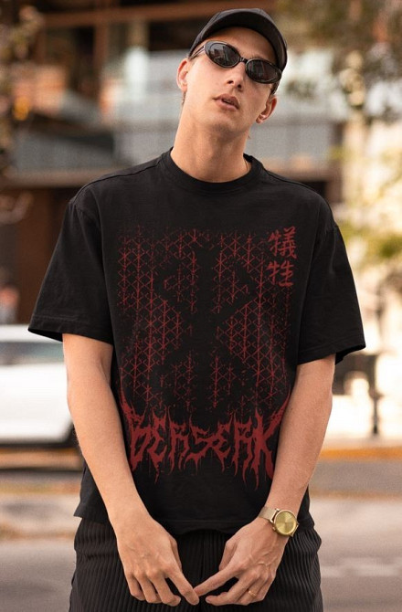 Футболка з аніме принтом Берсерк Манга Стріп Гутс оверсайз (S/M/L) Чорний AnimeJ0873 Дніпро - фото 4