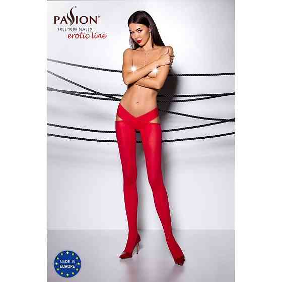 Еротичні колготки Passion TIOPEN 005 3/4 (60 den), roso, з вирізом, оригінальний пояс Sex Aura Київ