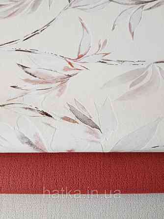 Вінілові шпалери на флізелін AS creation Attractive гілки листя рожеві, білі чорні на молочному Київ