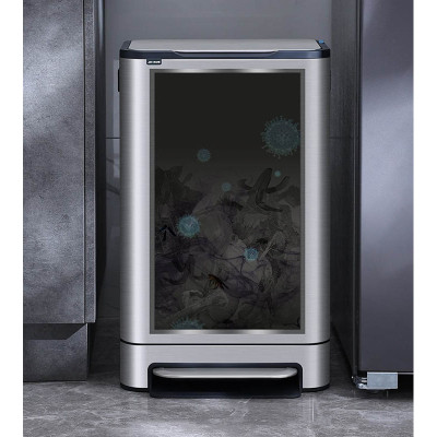 Контейнер для сміття JAH Soft Close З педаллю З внутрішнім відром Срібний металік 30 л (20264) Вінниця - фото 4