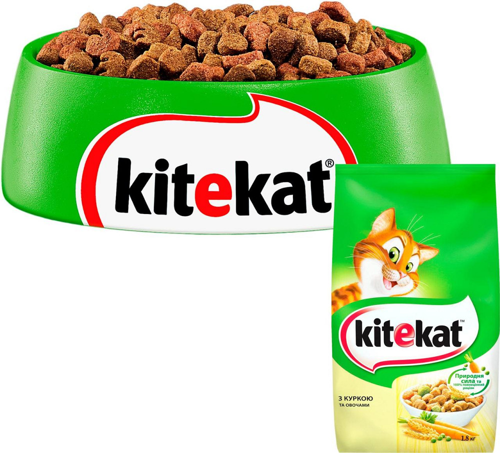 Сухой корм для взрослых кошек KiteKat (КитиКет) с курицей и овощами 1.8 кг Винница - изображение 3