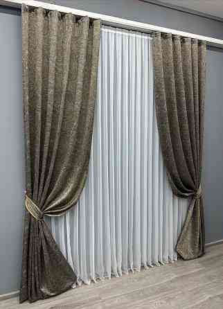 Комплект готовых штор VR-Textil Жаккард Fantasy № 1631ш Капучино 150х290 см 2 шт (33-0535) Киев