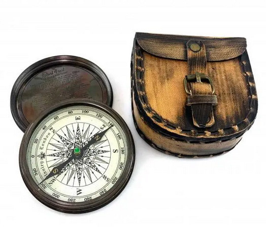 Компас із бронзи у шкіряному футлярі Київ - фото 1