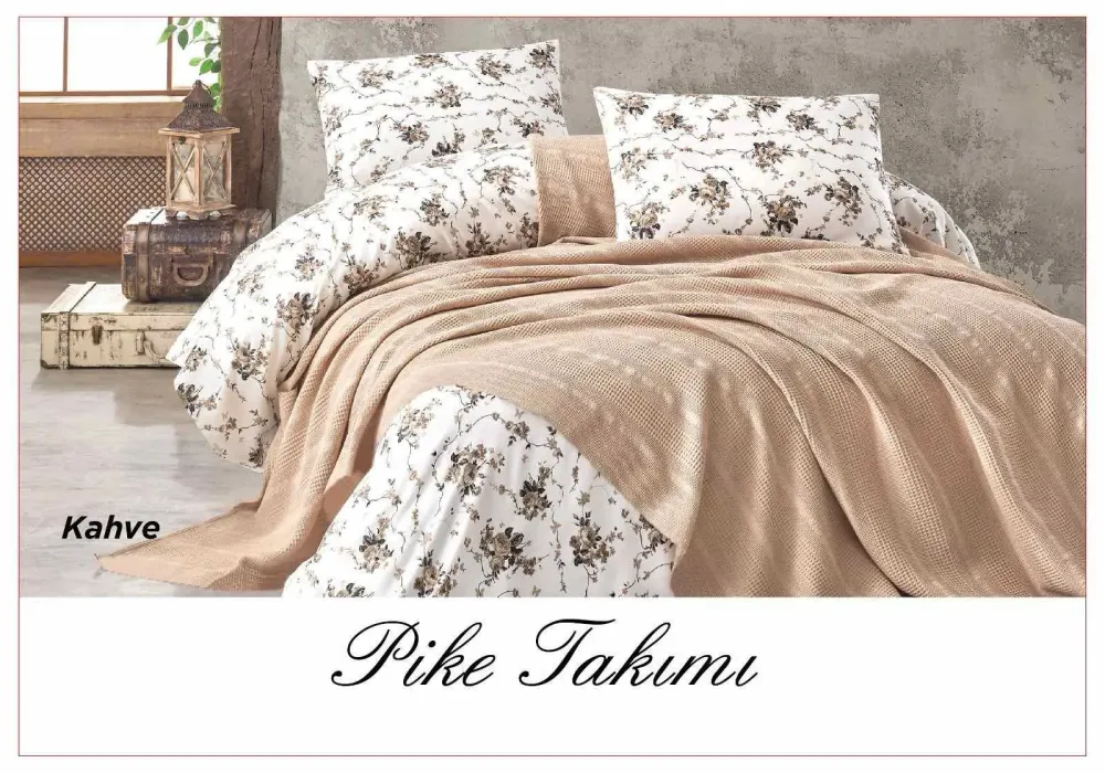 Постельное белье с вафельным покрывалом La Villa Mavi Персиковый Коломия - фото 1