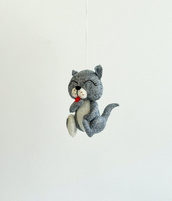 М’яка фетрова іграшка сірий кіт ручної роботи – безпечна розвиваюча іграшка Київ - фото 6