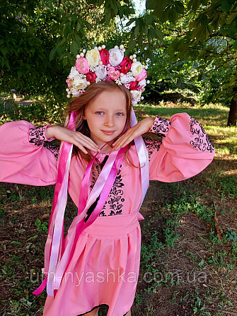 Рожева сукня-вишинка вишите плаття "Троянда-листочки" Кривий Ріг - фото 5