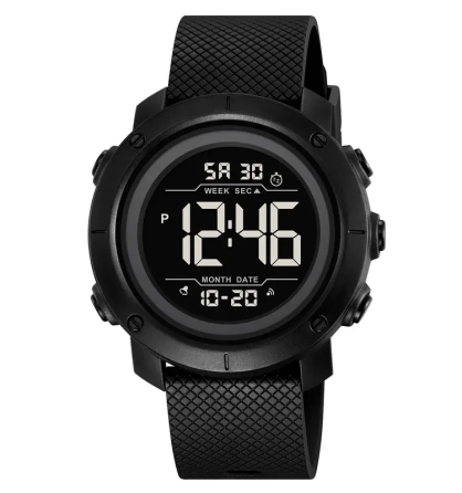 Чоловічий наручний годинник Skmei 2497 з каучуковим ремінцем (Чорний із чорним) Київ