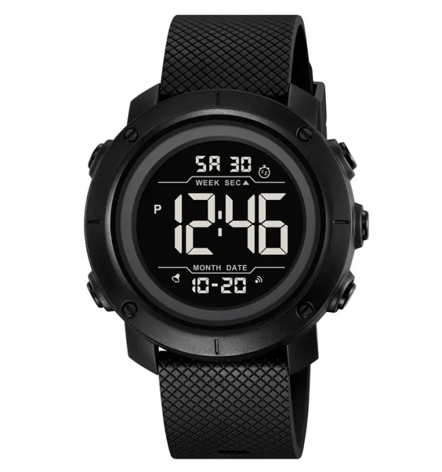 Чоловічий наручний годинник Skmei 2497 з каучуковим ремінцем (Чорний із чорним) Київ - фото 1