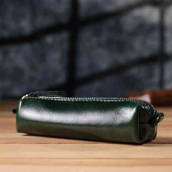 Практичная ключница из натуральной гладкой кожи Зеленый (GRANDE PELLE) Киев