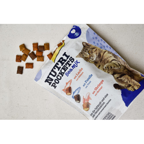 Лакомство витаминное GimCat Nutri Pockets Морской микс для кошек с лососем форелью и креветками 150 г Киев - изображение 7