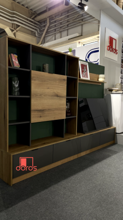 Стенка в гостиную Doros Капри Дуб Эвок/Графит 240х33х153 (DRS-011980) Львов