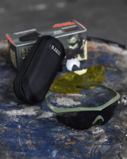 Тактические баллистические защитные очки 5.11 FIVE ELEVEN 3 линзы  олива ВТ1127 Одесса - изображение 1